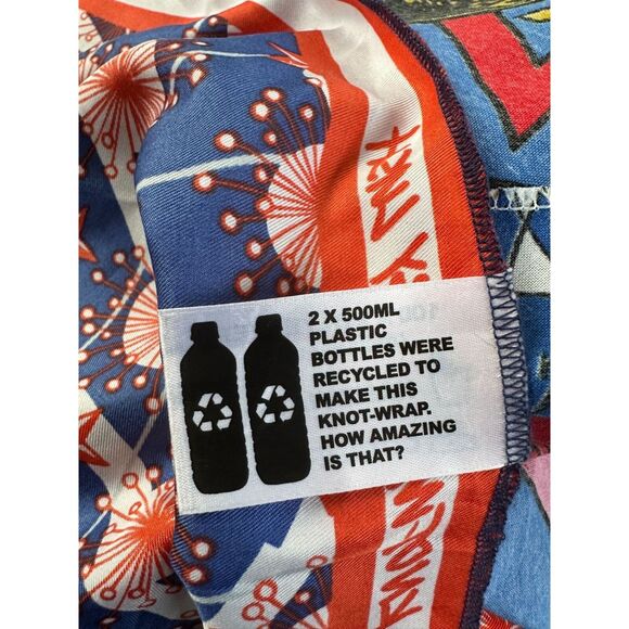 KNOTWRAP BY LUSH Scarf STARS ATOMIC Blue Orange 27" x27 ' - Picture 3 of 4